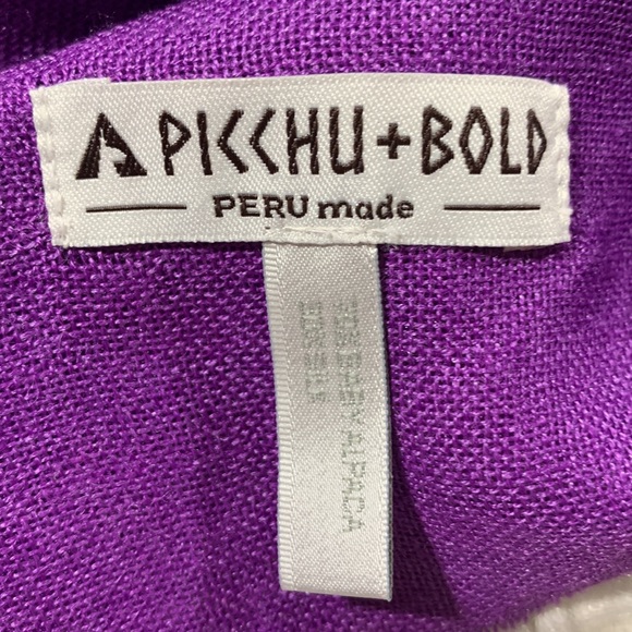 PICCHU+Bold scarf wrap fringed baby alpaca and silk raw hem made in Peru 32x86” - Picture 2 of 7